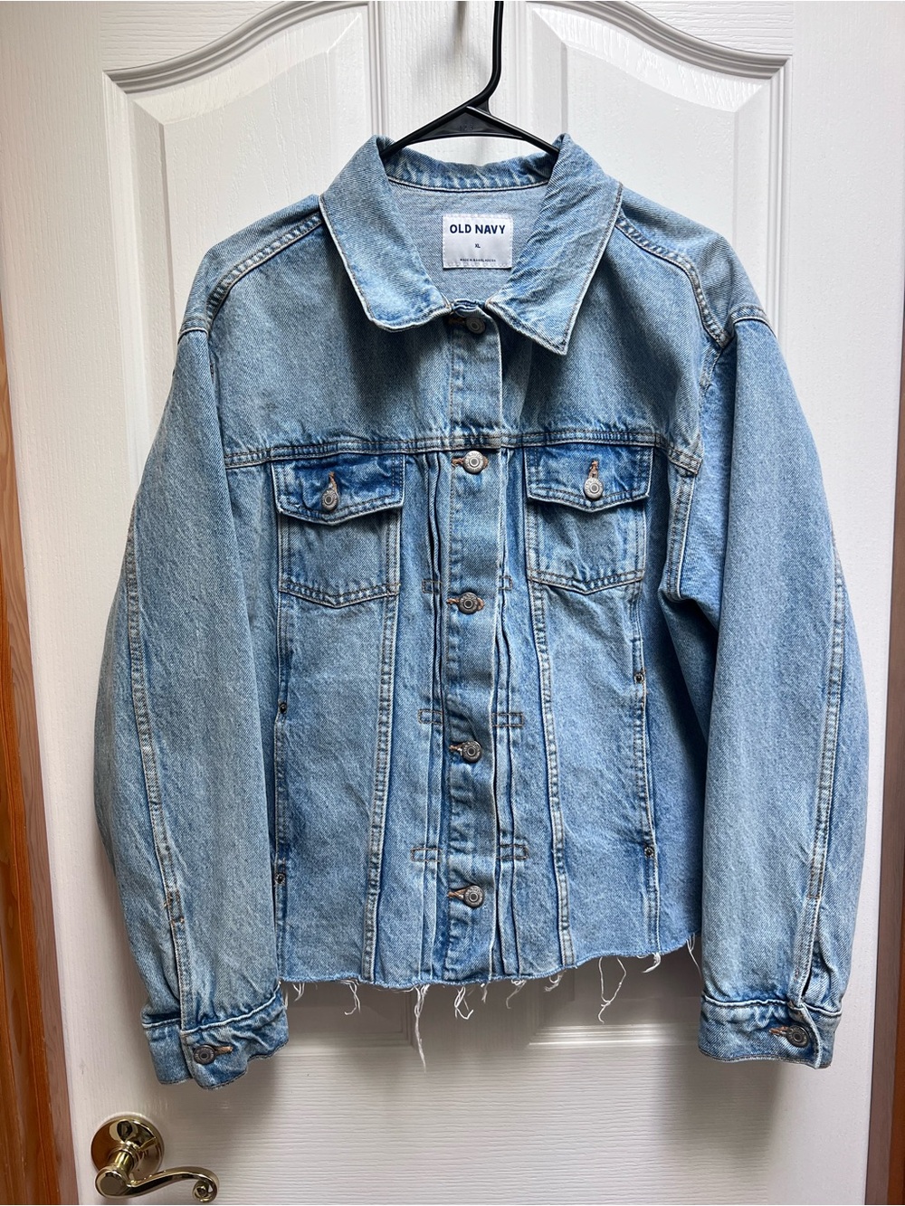 Old Navy Oversized Cut-off Light Blue Denim Jacket Women’s Size XL 100% Cotton